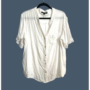 Boston Proper Womens White Button-Up Blouse Size M